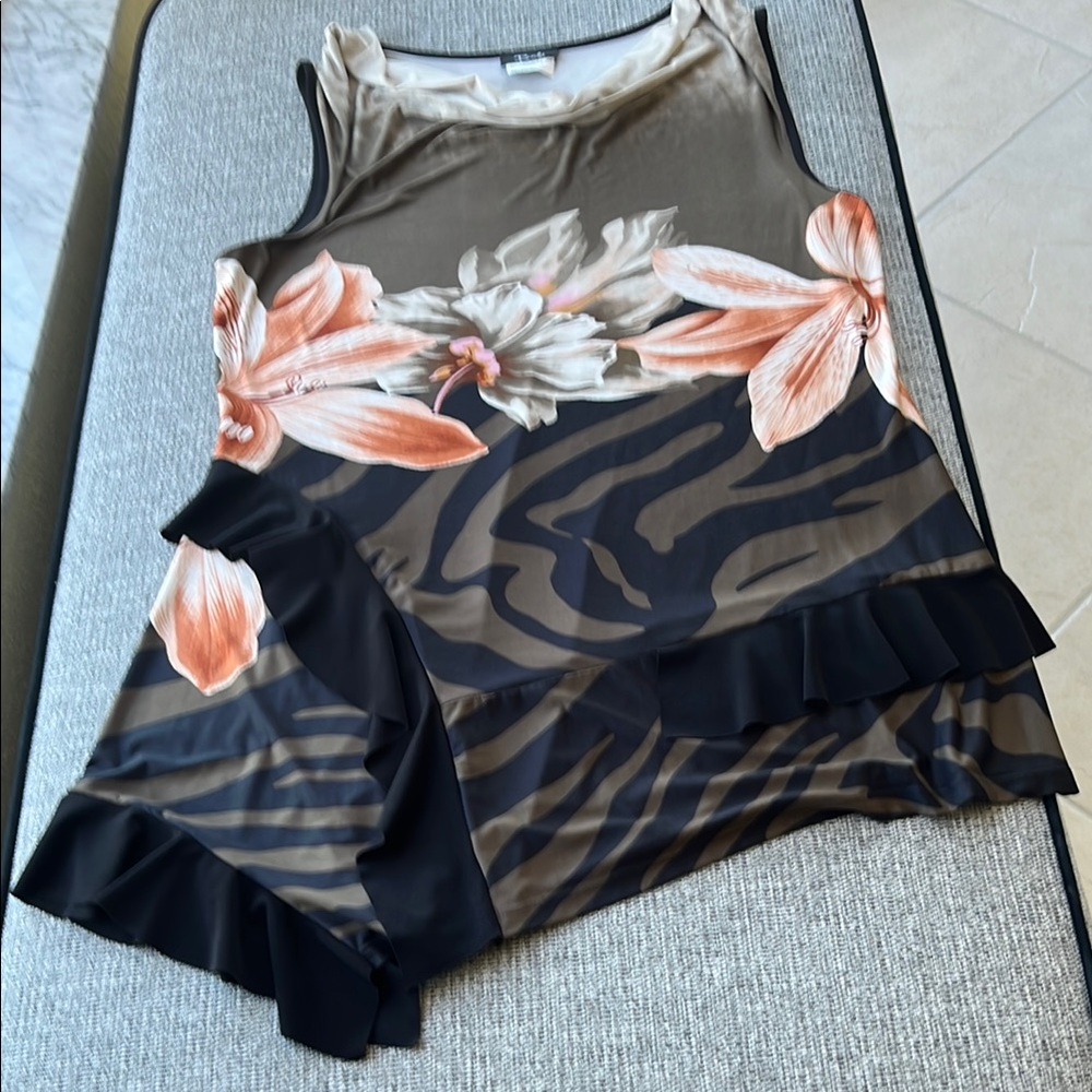 Floral and Zebra Print Women's Top